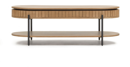 Sofabord Kave Home Licia 130Ã65Ã45 cm med skuffe i massivt mangotræ og akacietræ natur